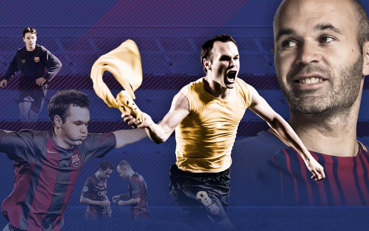 The interactive infographic of Andrés Iniesta's sports career at FC Barcelona