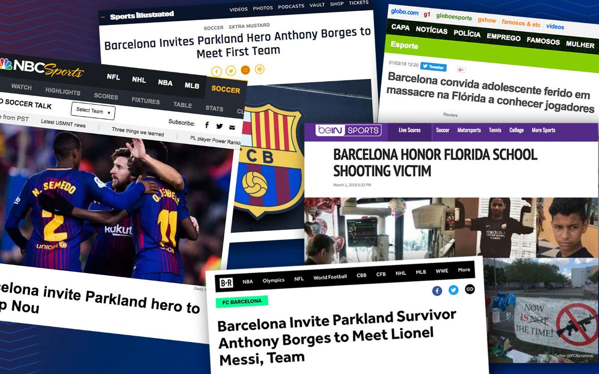International press react to FC Barcelona support for Anthony Borges, hero of the Stoneman Douglas shooting in Florida