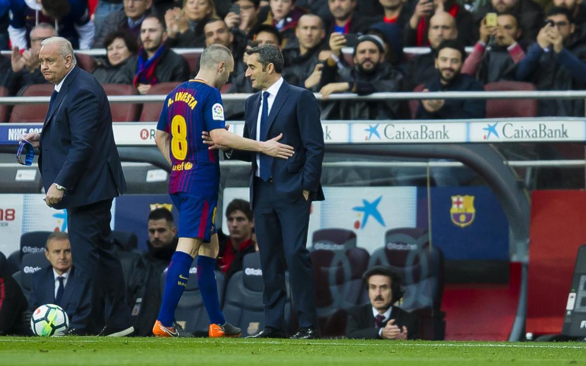 Andrés Iniesta with a hamstring injury