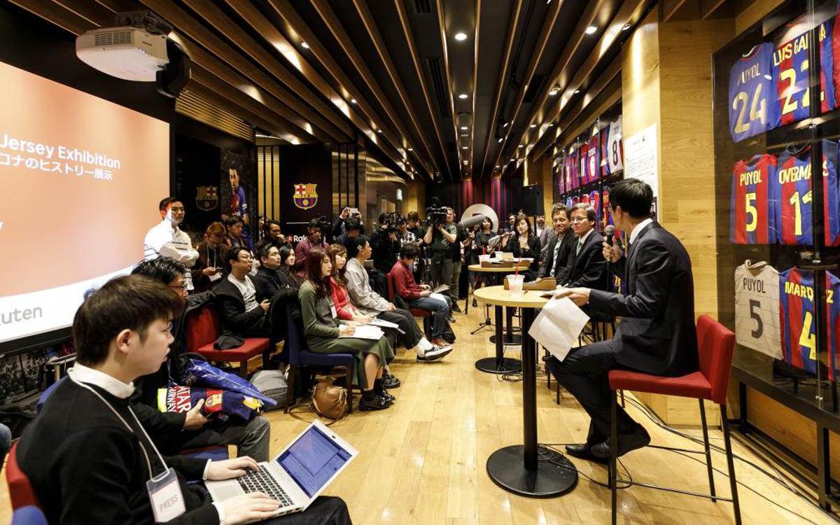 FC Barcelona shirt exhibition open at Rakuten Cafe Shibuya in Japan