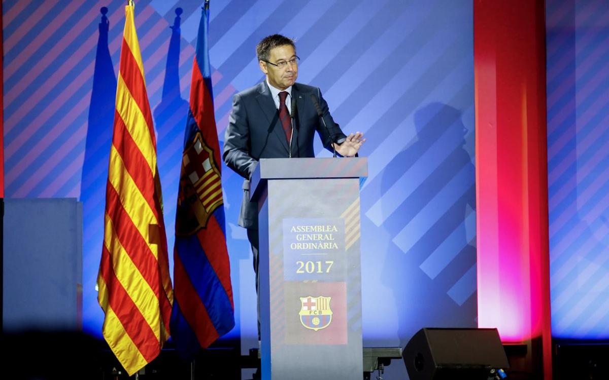 Bartomeu stresses club's absolute support for the democratically elected institutions of Catalonia