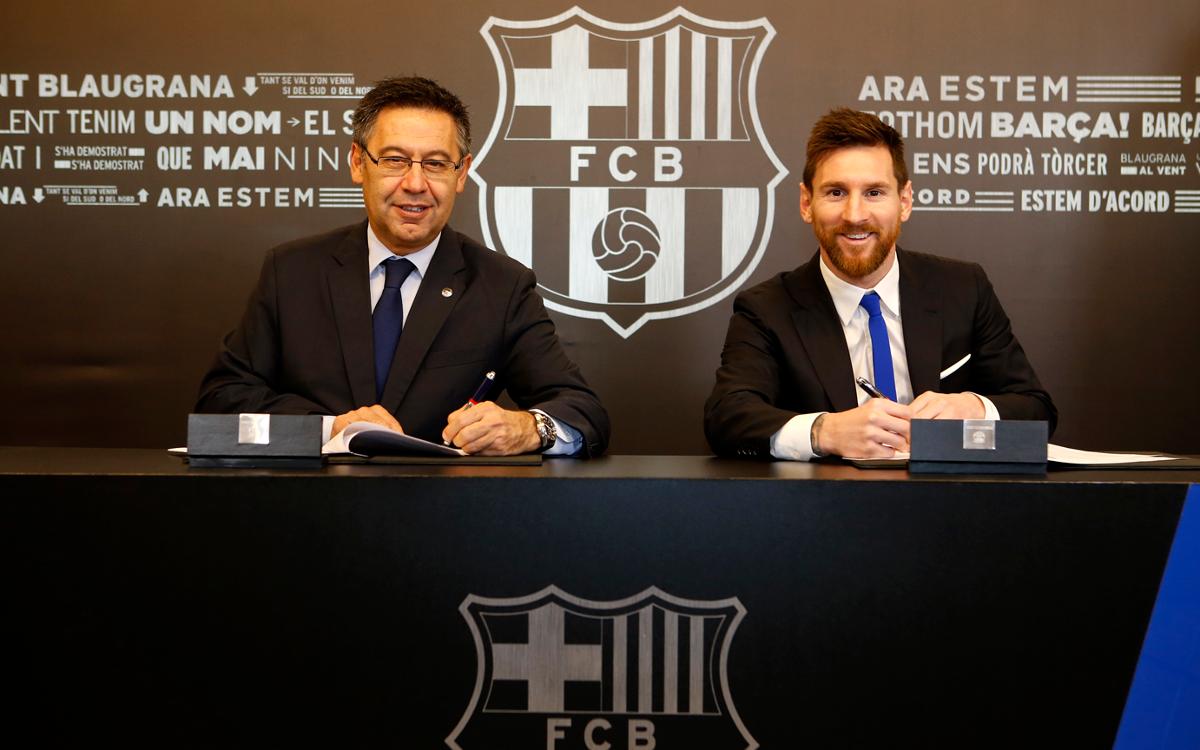 Lionel Messi firma un nuevo contrato hasta 2021