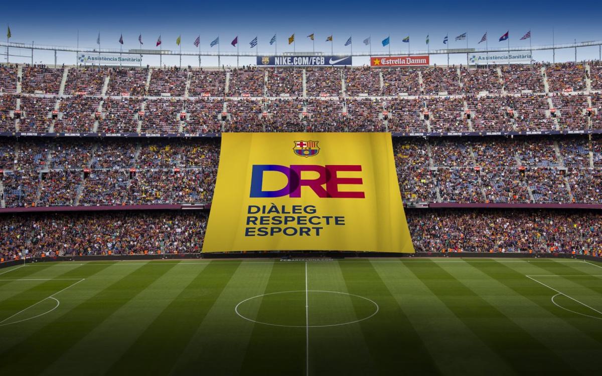 ‘Diálogo, respeto y deporte’, el tifo del Barça-Olympiacos