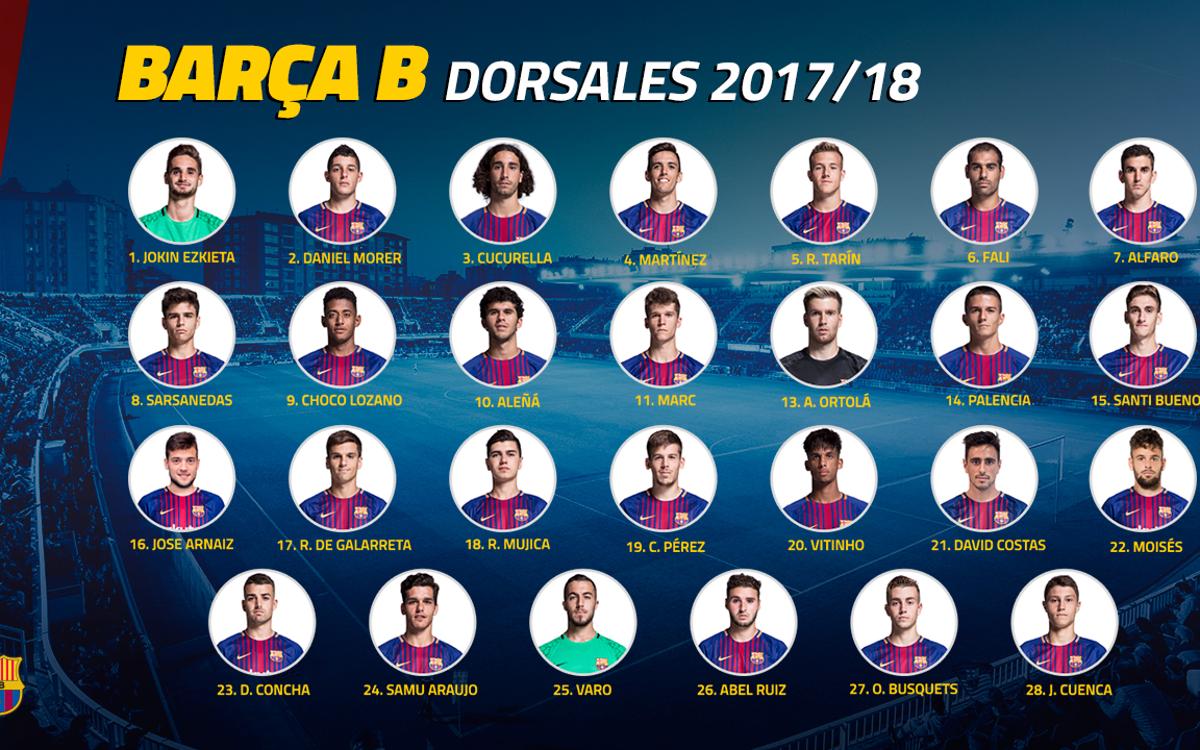 Los dorsales del Barça B, a punto