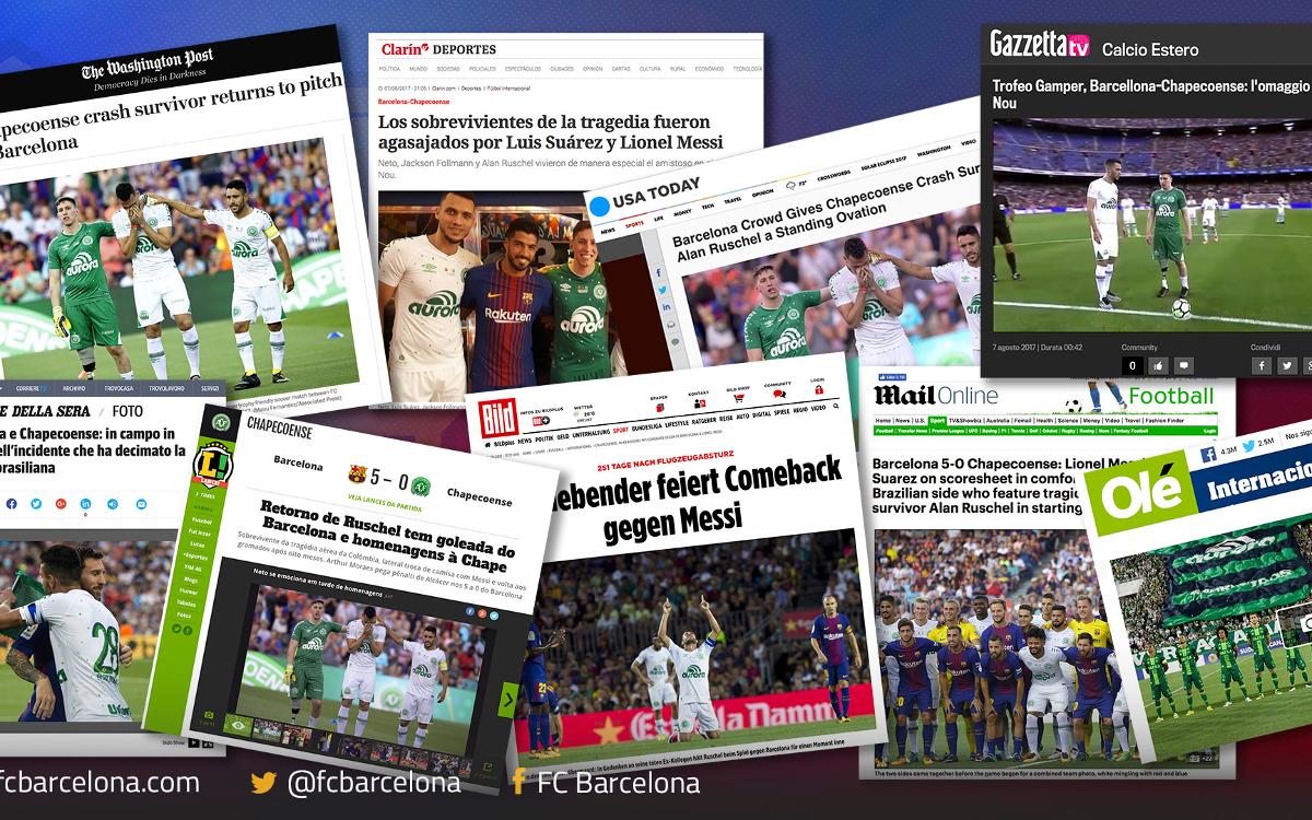The Gamper Trophy game against Chapecoense: reaction around the world