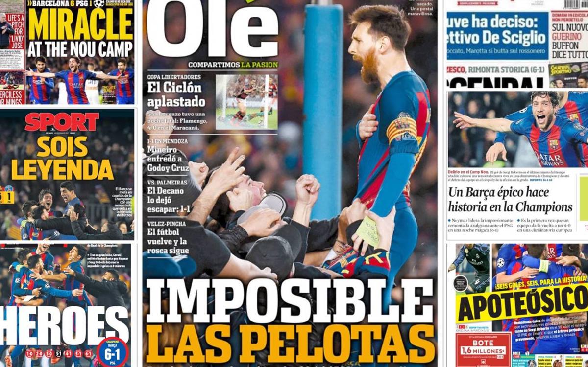 The world's press reacts to FC Barcelona's historic comeback