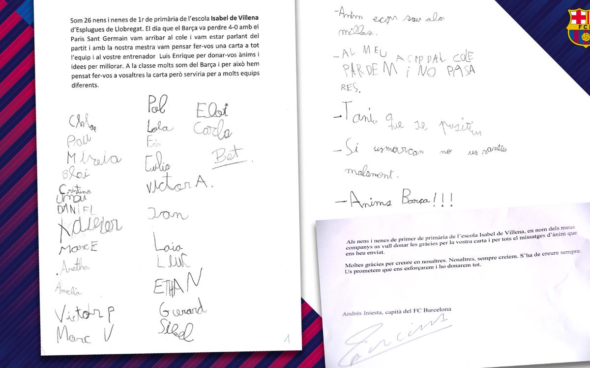Los niños que escribieron una carta de apoyo al equipo creen en la remontada