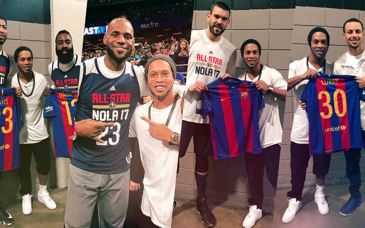 Ronaldinho représente le FC Barcelone au All-Star de la NBA