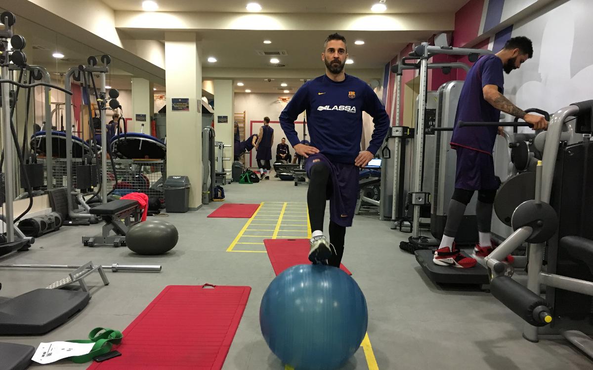 Navarro ya se ejercita en el gimnasio del Palau Blaugrana