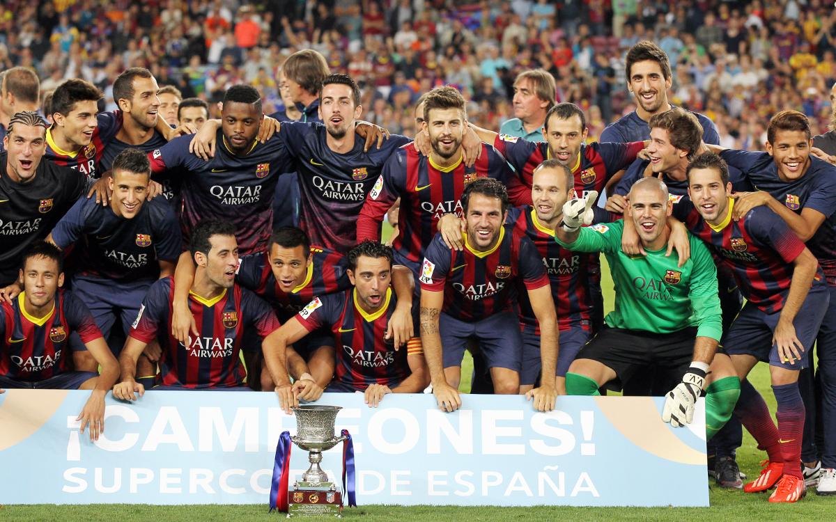 Barça are crowned 2013/14 Spanish Super Cup champions thanks to a Neymar Jr goal in the first leg away to draw 1-1 against Atlético Madrid. Tied 0-0 at Camp Nou