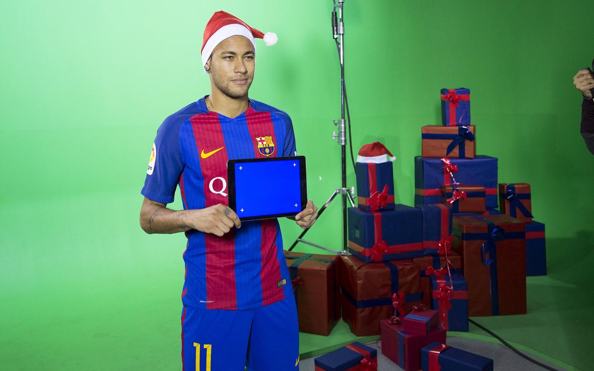 FC Barcelona's first team players in the Christmas spirit