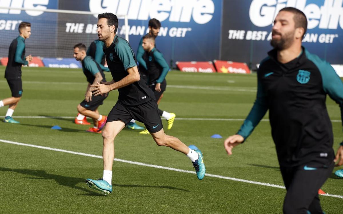 Final FC Barcelona training session before Manchester City