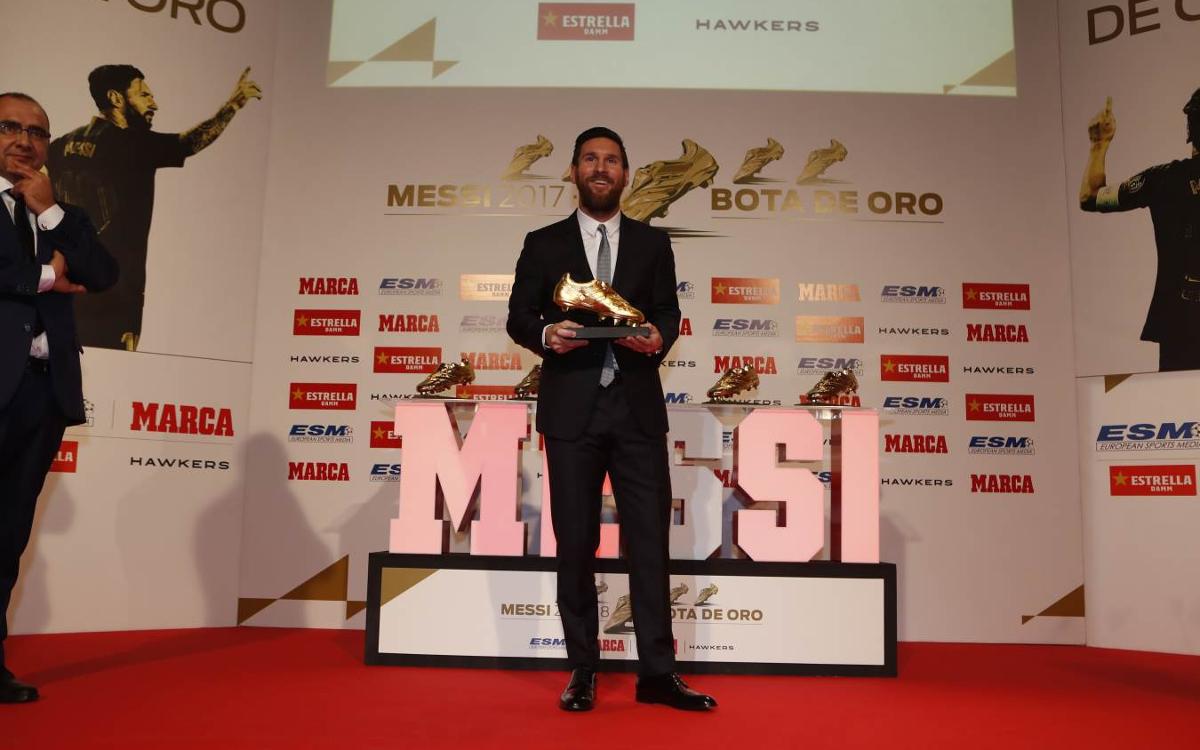 Leo Messi reçoit son 5ème Soulier d'Or Européen