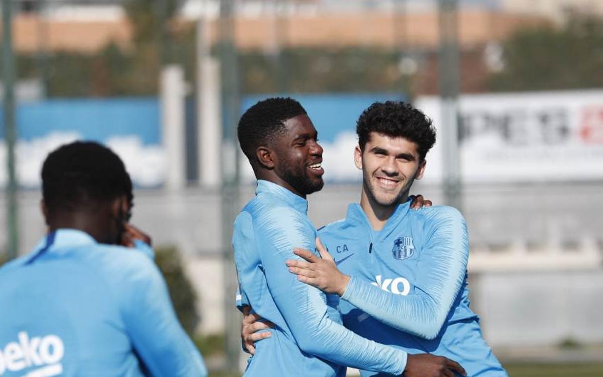 Umtiti joins squad for part of session