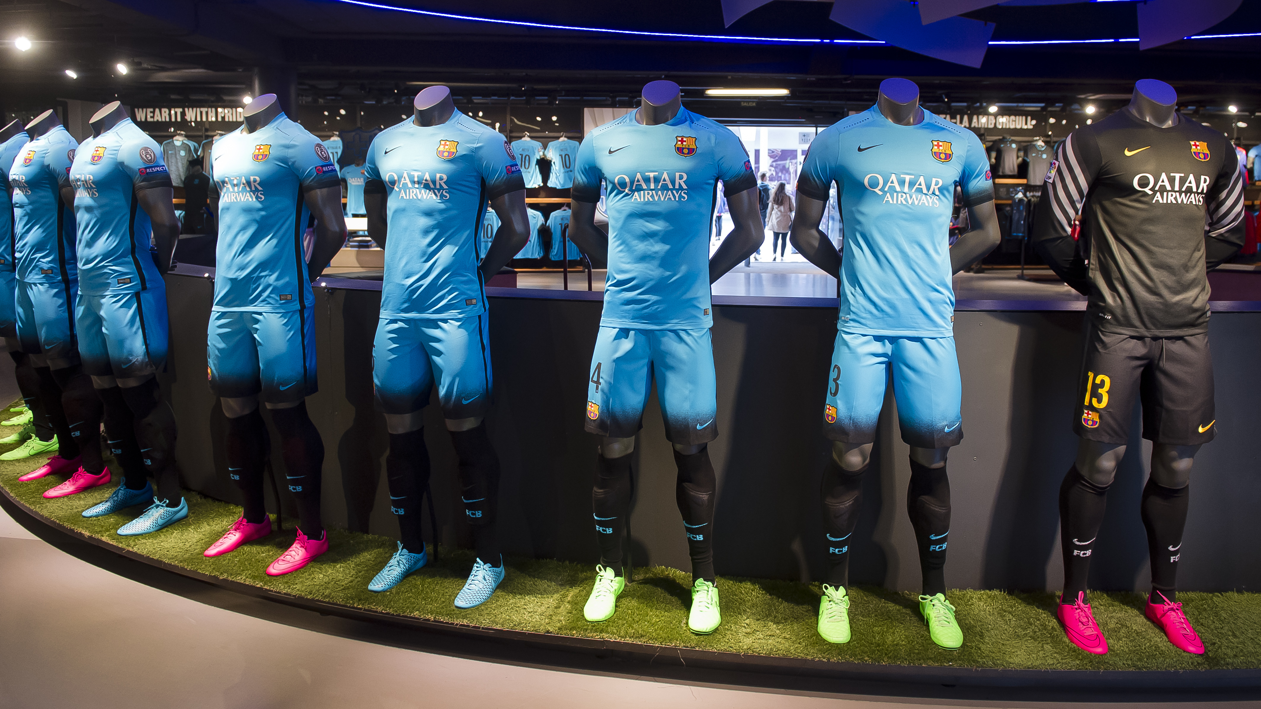 FC Barcelona's electric blue kit is on 