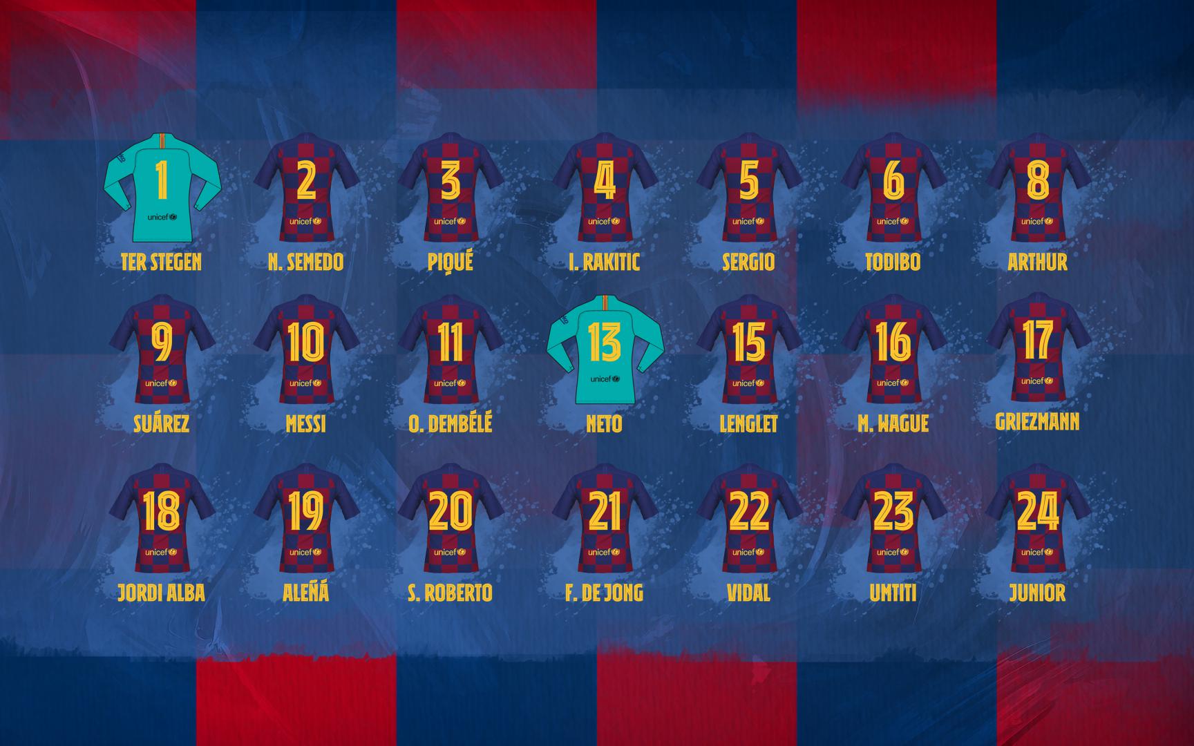 FC Barcelona shirt numbers confirmed