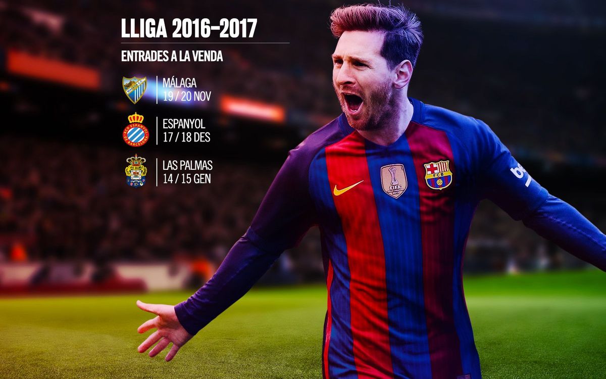 Tickets for league games against Malaga, Espanyol and Las Palmas at Camp Nou on sale