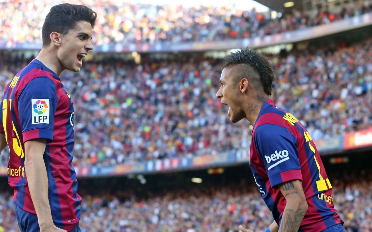 Marc Bartra speaks to the media