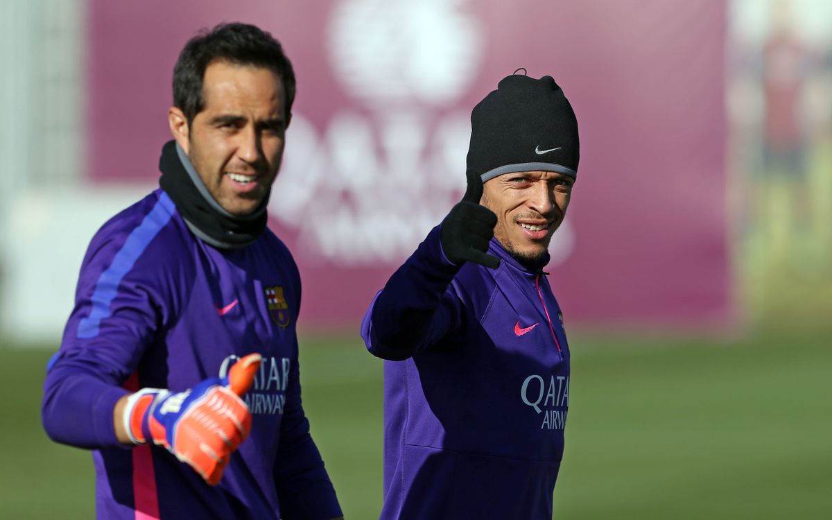 Claudio Bravo and Neymar Jr back at training