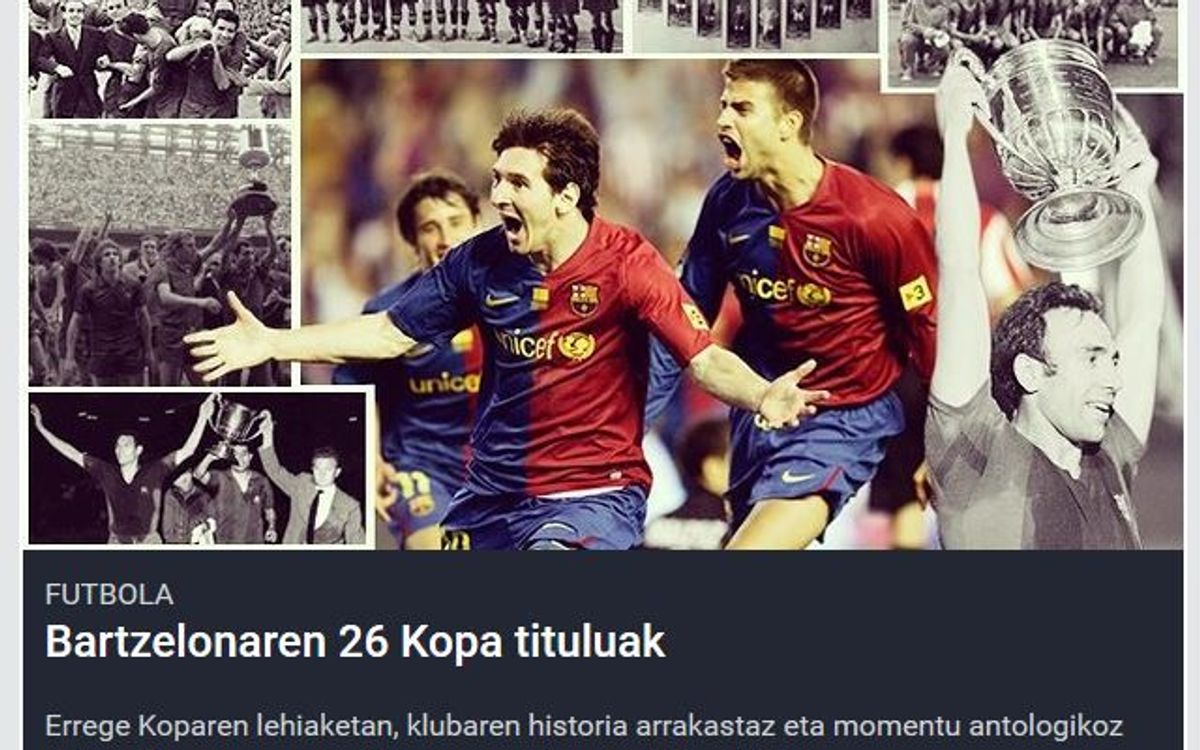 Felicitació de l’Observatori Lingüístic d’Euskadi per l'especial en èuscar al web del Club