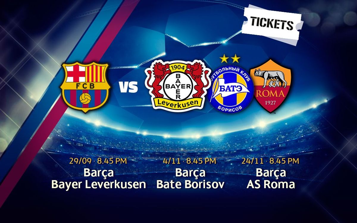 Tickets on sale for Champions League group stage matches at Camp Nou