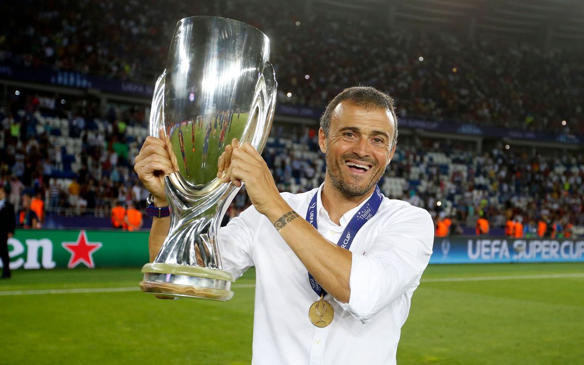 Luis Enrique becomes fourth winner of European Super Cup as player and manager