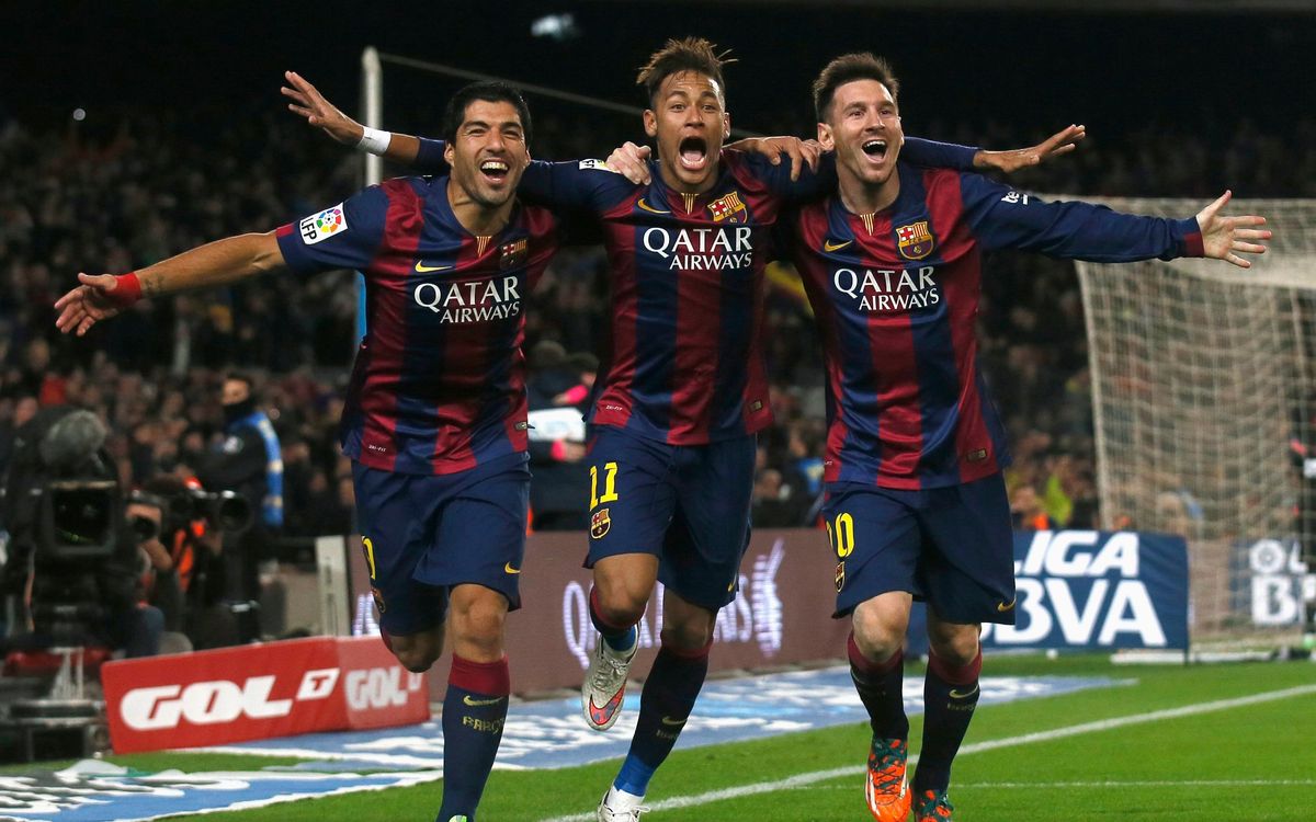 Suárez, Neymar and Messi in an iconic photograph