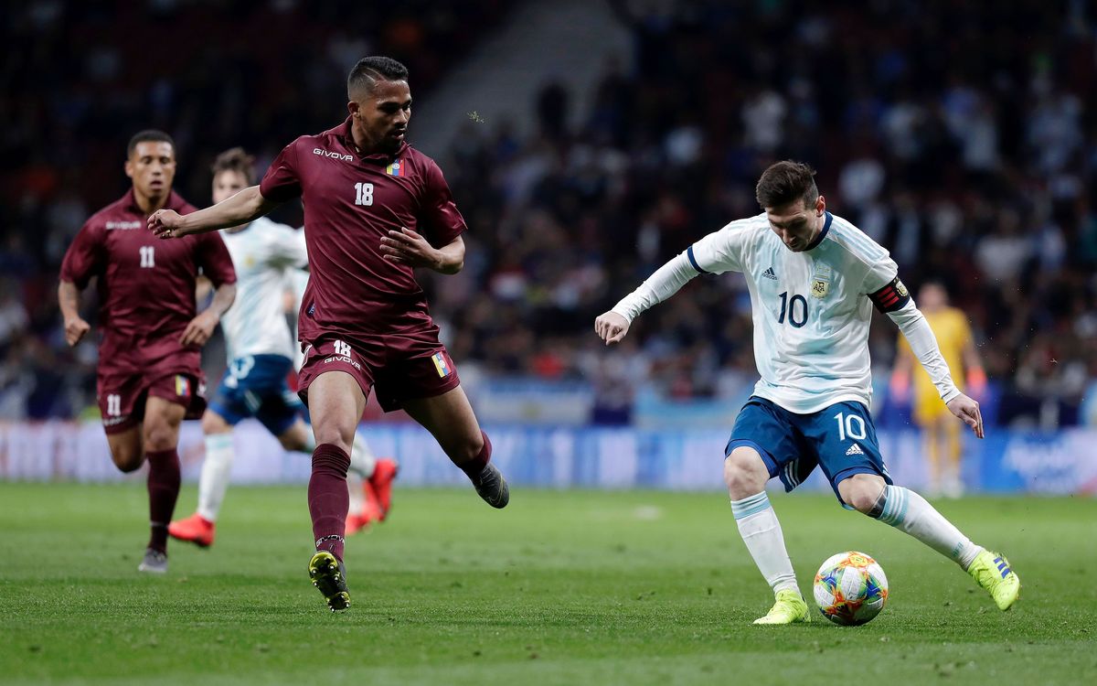 Messi in action for Argentina