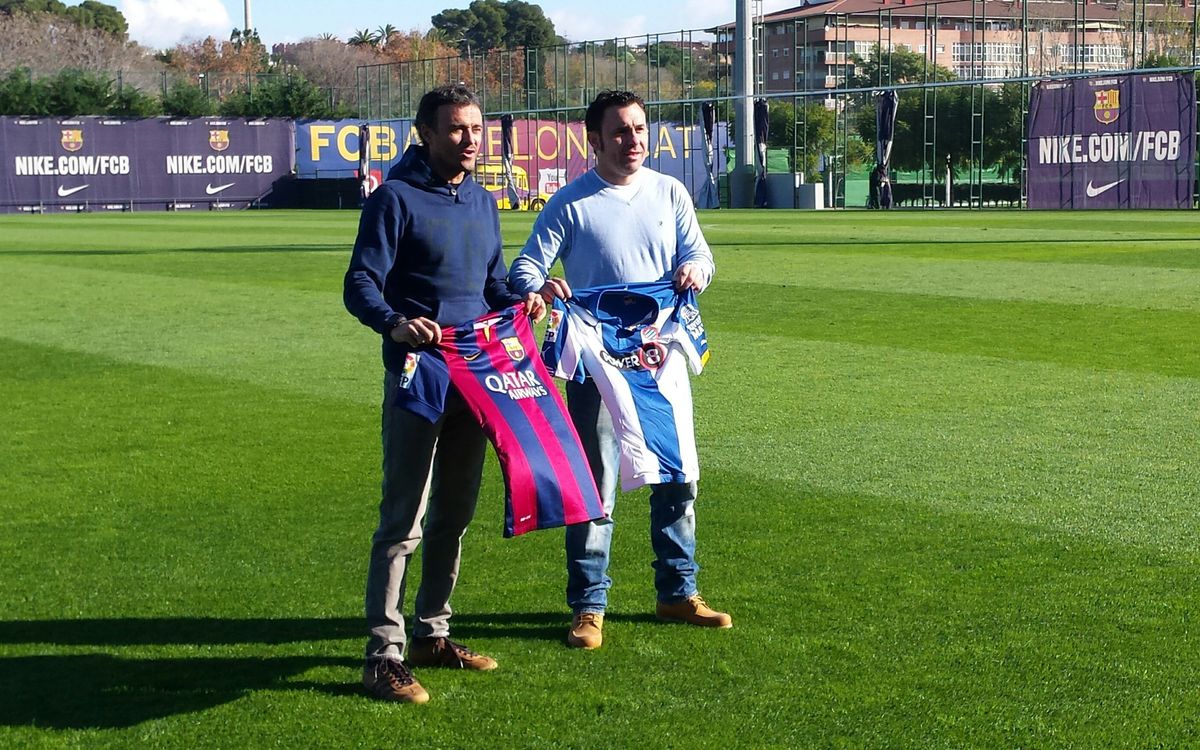 Luis Enrique and Sergio González meet before the derby