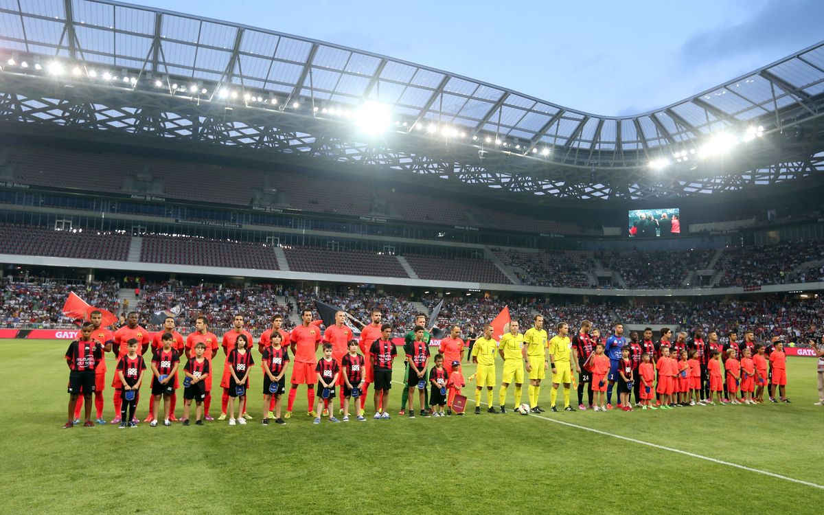 Three minutes of highlights from OGC Nice v FC Barcelona
