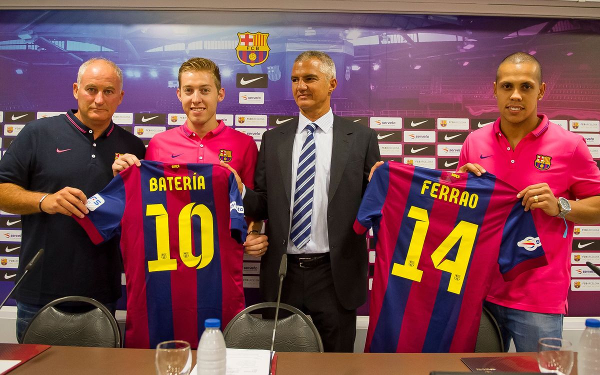 El FC Barcelona de fútbol sala ya ha presentado a los brasileños Batería y Ferrao