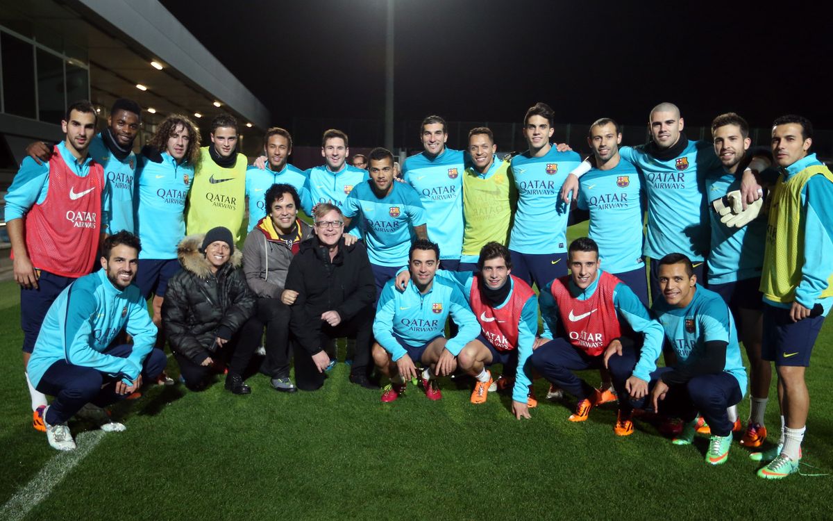 Depeche Mode visit FC Barcelona's training session