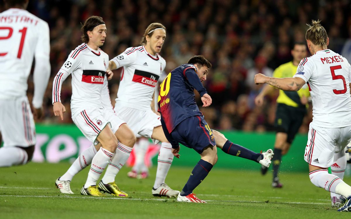 Leo Messi, a sharpshooter in the Champions League knock-out round