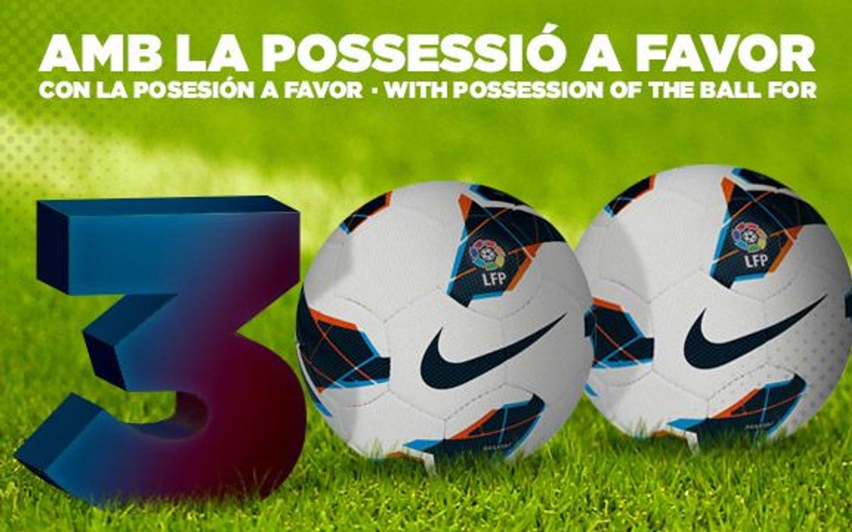 Barça make it to 300 games in a row with more than 50% possession