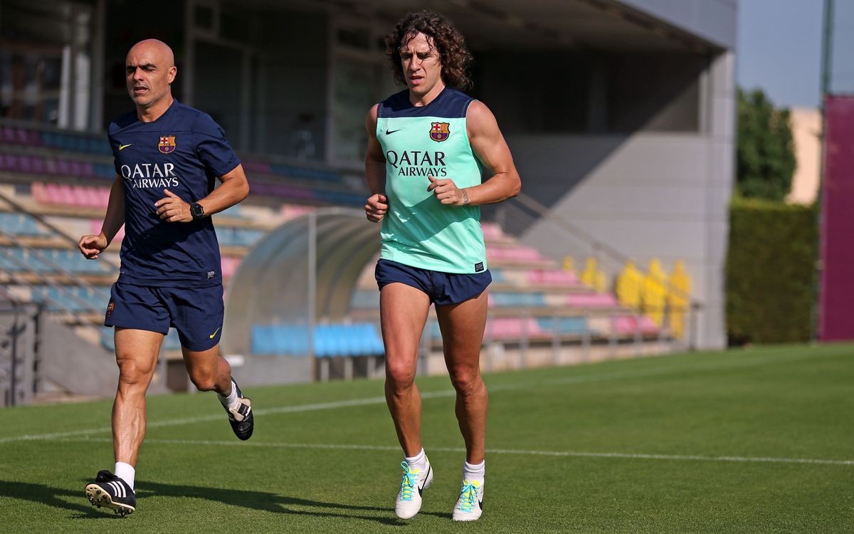 Puyol exercises on the field