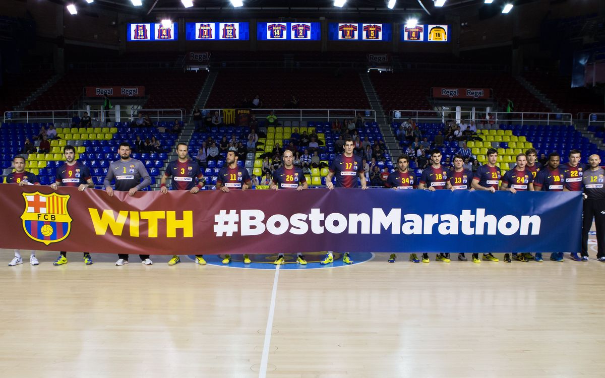 Barça Intersport players stand with the victims of the Boston Marathon tragedy