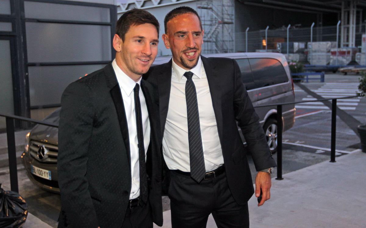 Leo Messi at the Gala for the Champions League draw