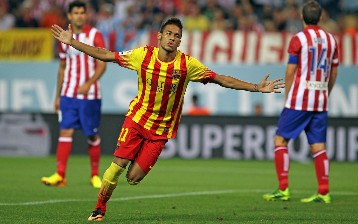 Neymar's first official goal for FC Barcelona
