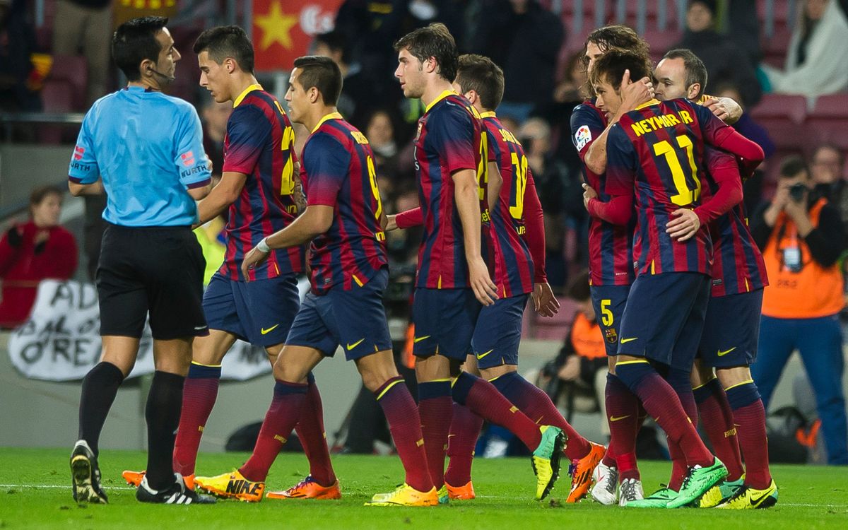 L'escalfament del Barça abans del partit contra el Cartagena