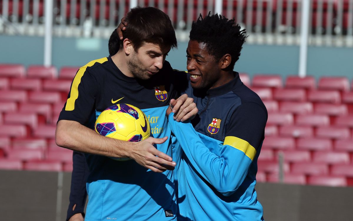 FC Barcelona train at the Camp Nou ahead of clash with Atlético Madrid