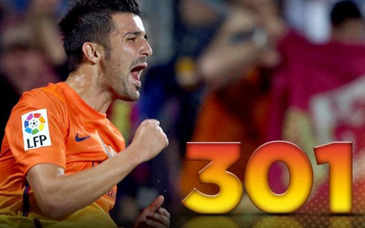 David Villa passes the 300 goal mark