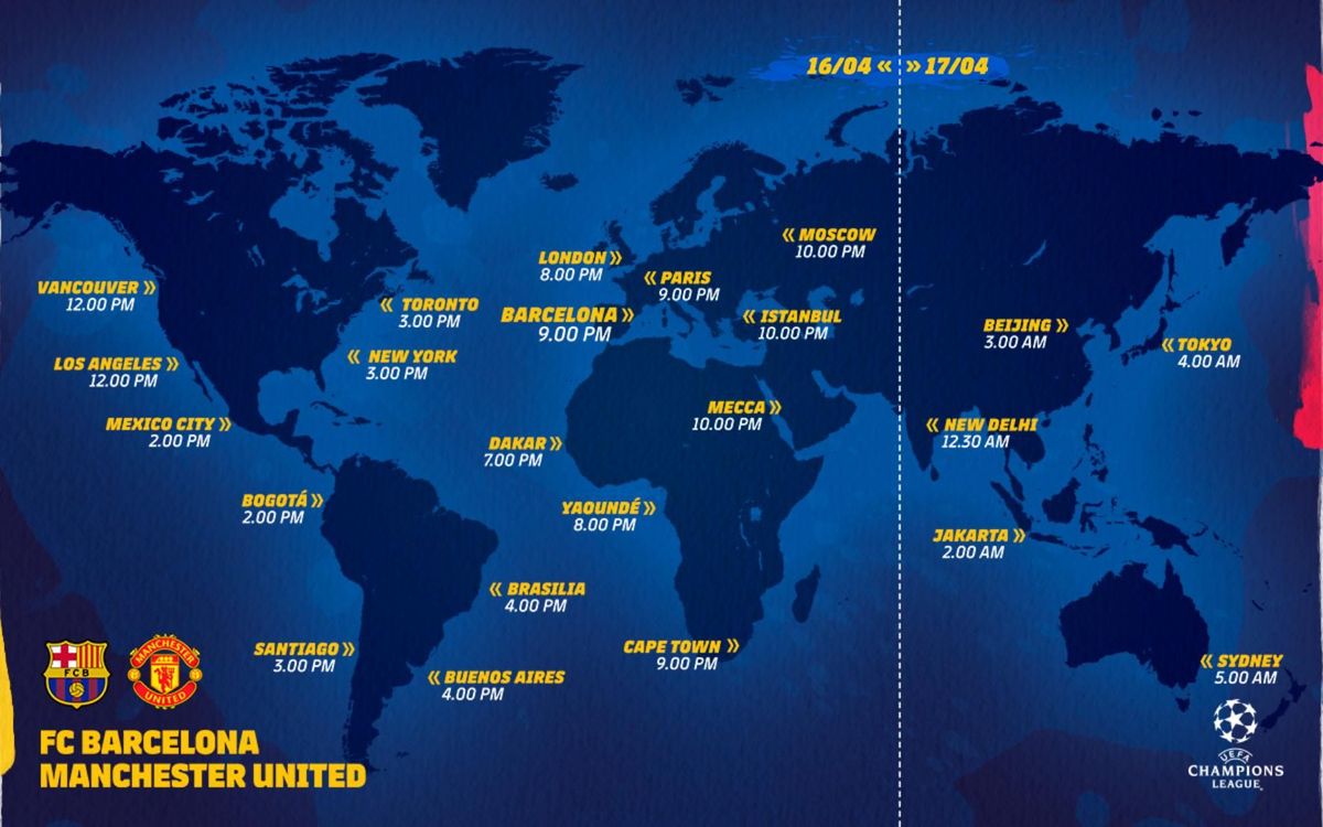 When and where FC Barcelona - Manchester United