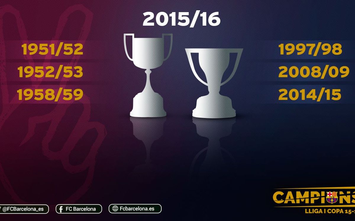 Séptima temporada de la historia en la que se consigue un doblete de Liga y Copa