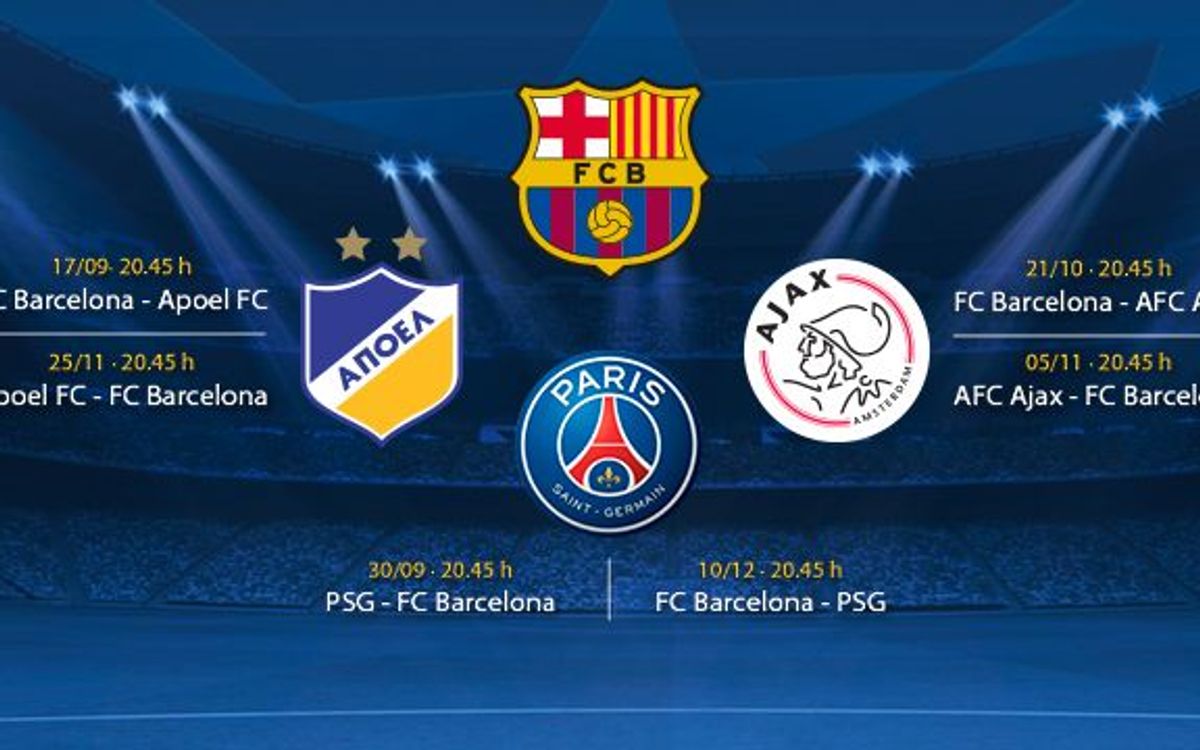 PSG, Ajax y APOEL, rivales del FC Barcelona en la Liga de Campeones 2014/15