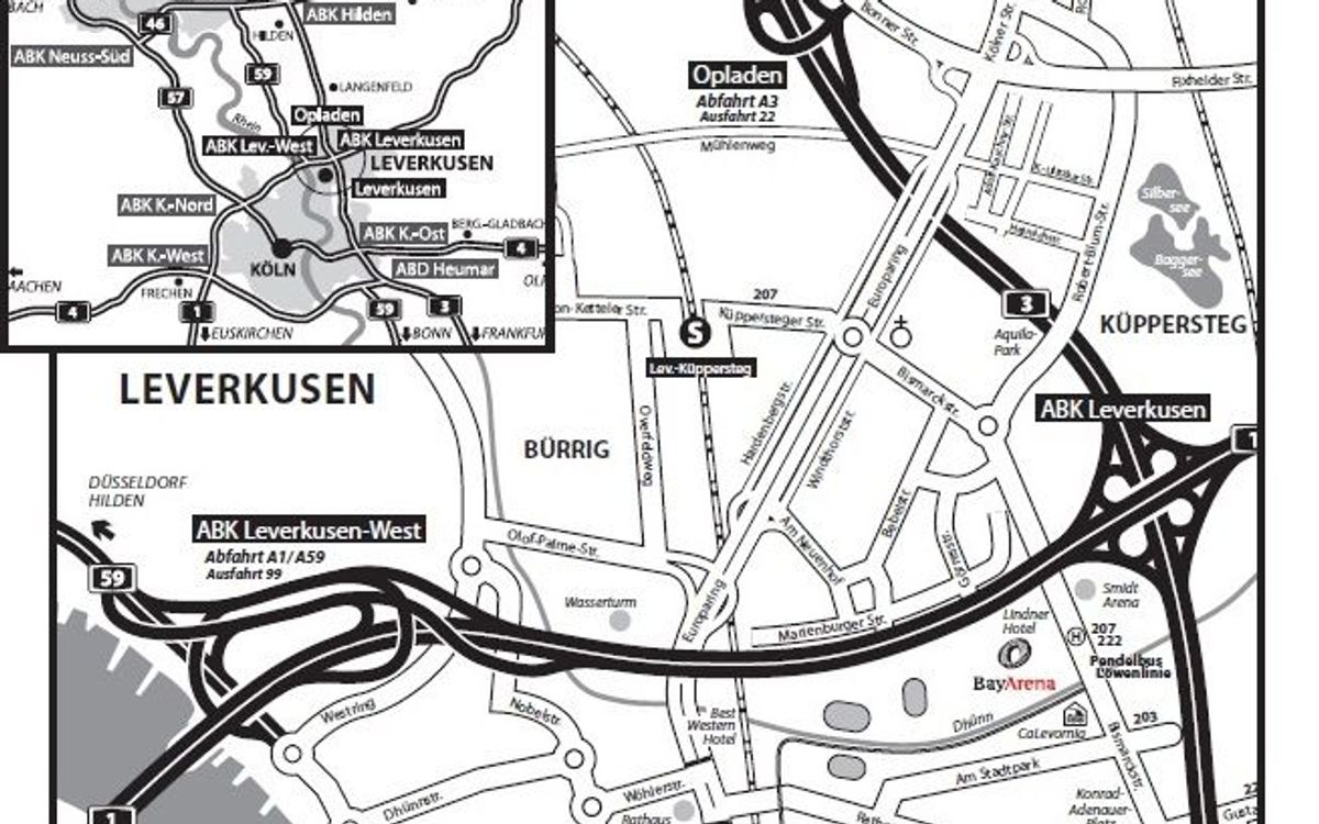 Información de servicio para los seguidores que viajan a Leverkusen