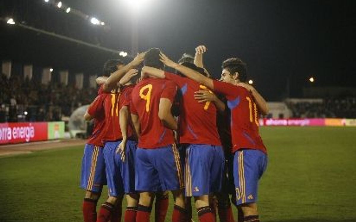 La selección sub-21 golea a Estonia con seis azulgranas en el once inicial (6-0)