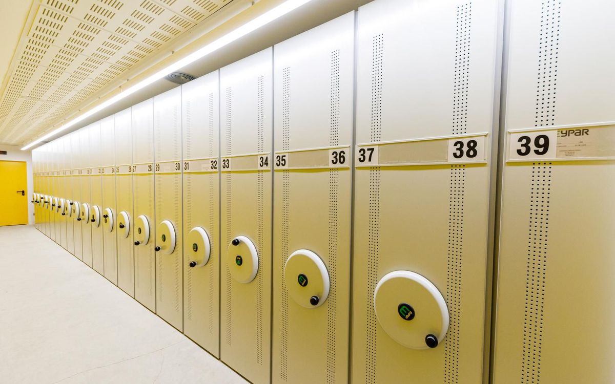 El archivo de documentación tiene 250 m² y dispone de módulos compactos