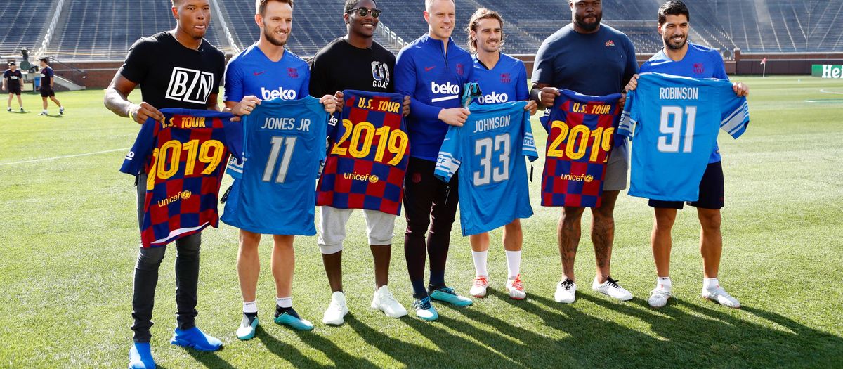 Barça meet members of the Detroit Lions