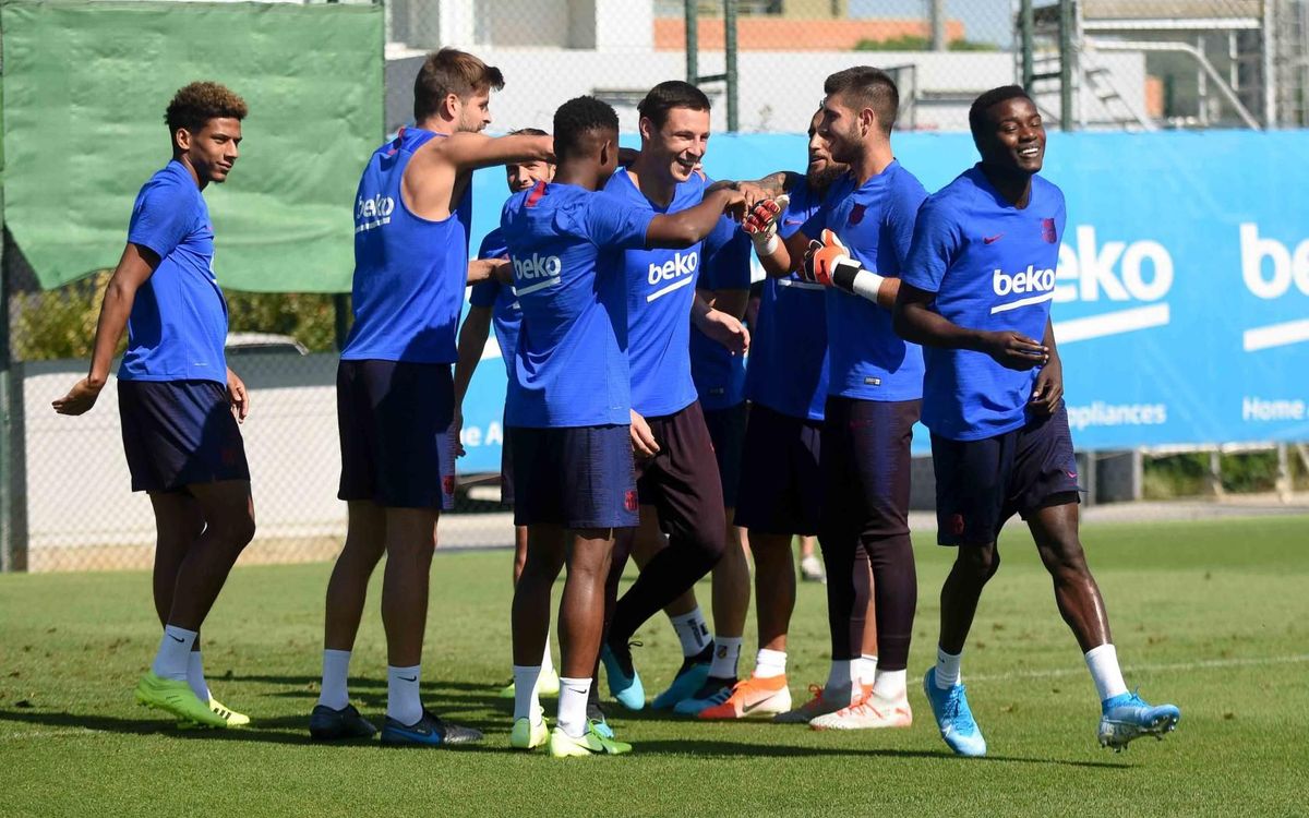 Los jugadores del Barcelona, en la Ciudad Deportiva (Foto: FCB).