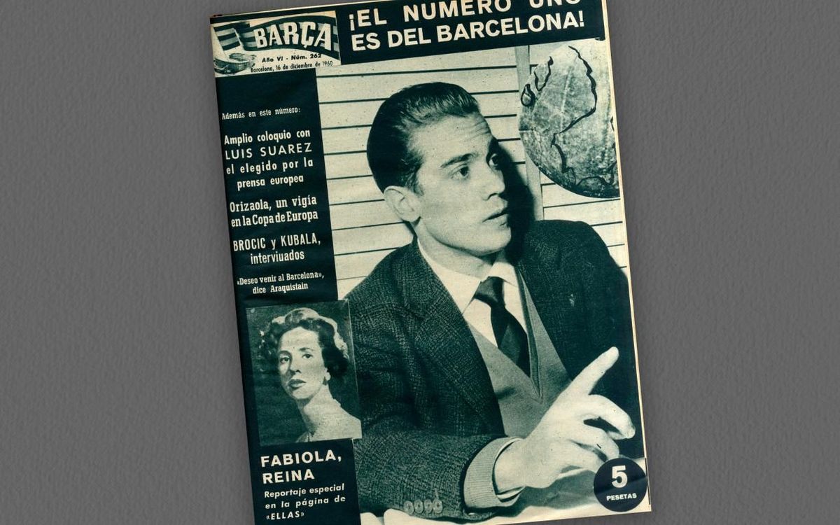 Cover of BARÇA MAGAZINE after Suárez won the Ballon d'Or.